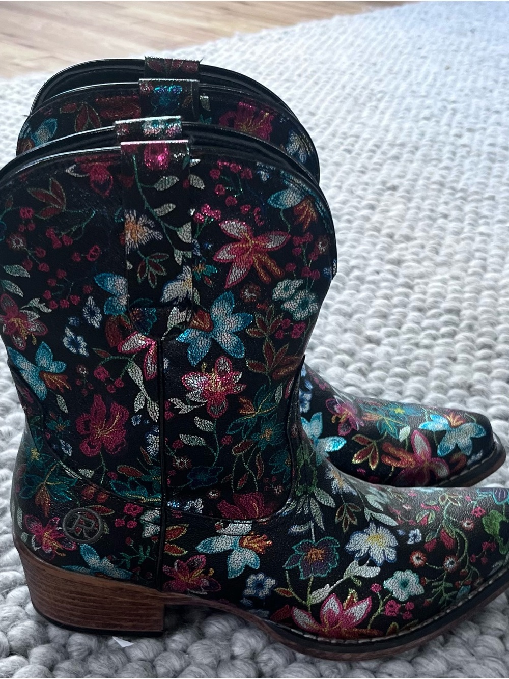 Roper Black Floral Ankle Booties